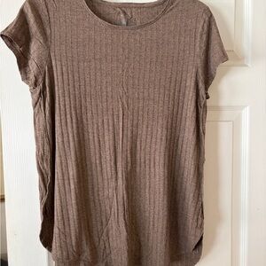 Apt. 9 Brown Ribbed Short Sleeve Tee